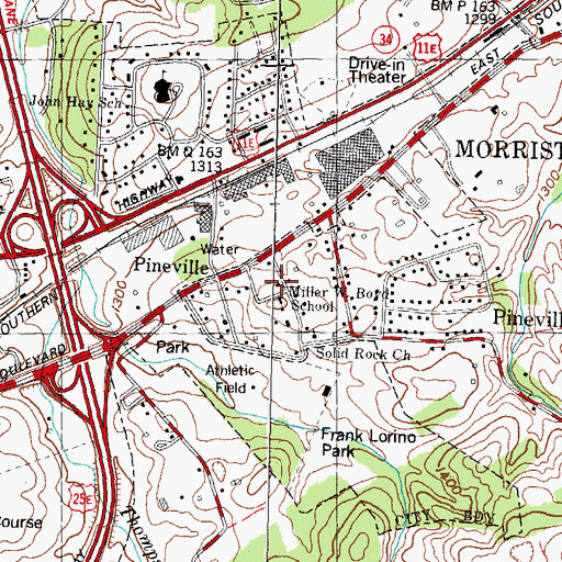 Topographic Map of Little Pineville Church (historical), TN