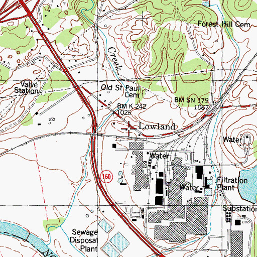 Topographic Map of Lowland School (historical), TN