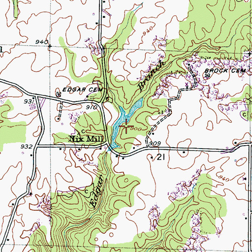 Topographic Map of Nix Mill Pond Dam, AL