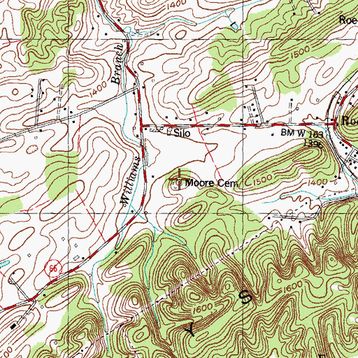 Topographic Map of Moore Cemetery, TN