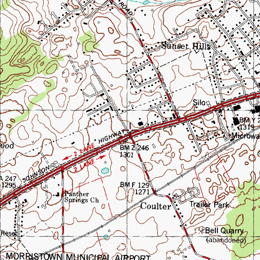 Topographic Map of Morristown Mall Shopping Center, TN