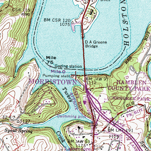 Topographic Map of Morristown Municipal Power House, TN