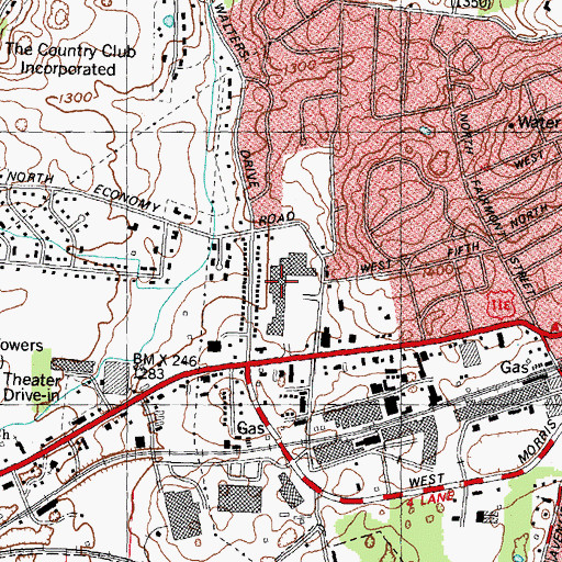 Topographic Map of Morristown Plaza Shopping Center, TN
