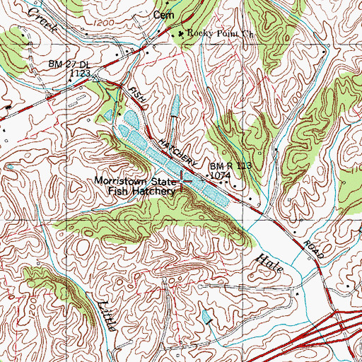 Topographic Map of Morristown State Fish Hatchery, TN
