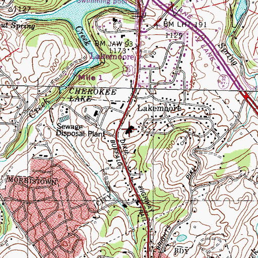 Topographic Map of Northgate Shopping Center, TN
