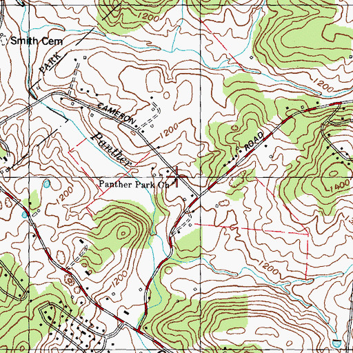 Topographic Map of Panther Park Church, TN
