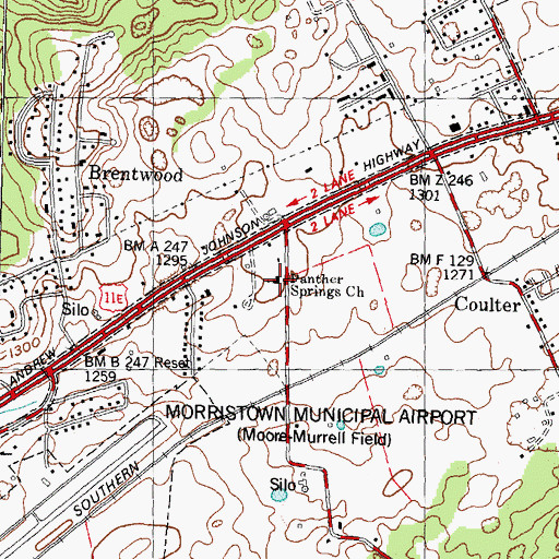Topographic Map of Panther Springs Church, TN