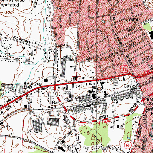 Topographic Map of Park Terrace Shopping Center, TN