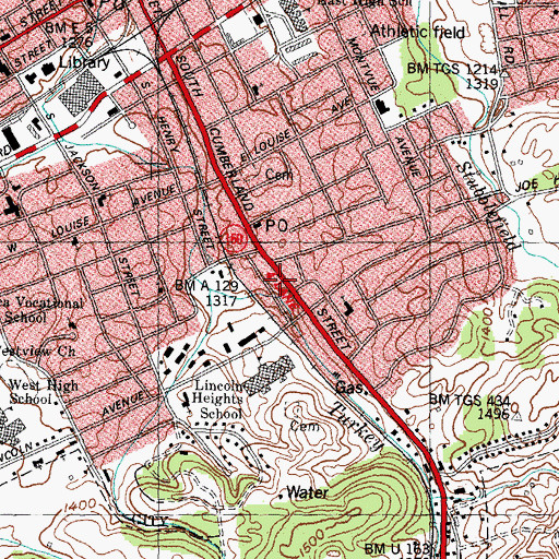 Topographic Map of Radio Center Shopping Center, TN