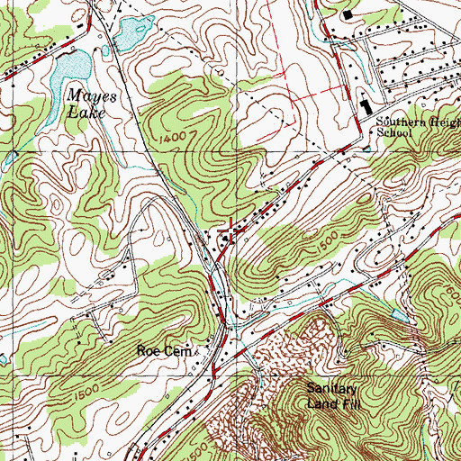 Topographic Map of Roe Junction School (historical), TN