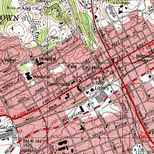 Topographic Map of Rose Center Historical Museum, TN