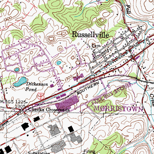 Topographic Map of Russellville Elementary School, TN
