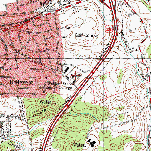 Topographic Map of Walters State Community College, TN
