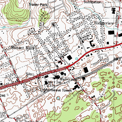 Topographic Map of Western Willow Shopping Center, TN