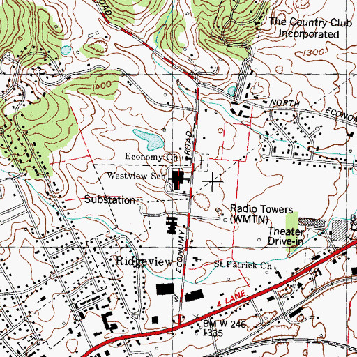 Topographic Map of Westview School, TN