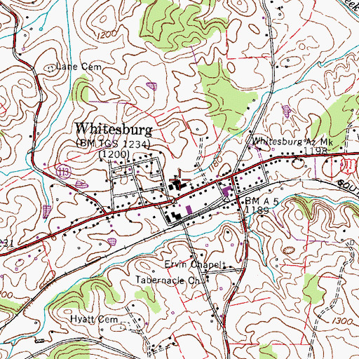 Topographic Map of Whitesburg Elementary School, TN