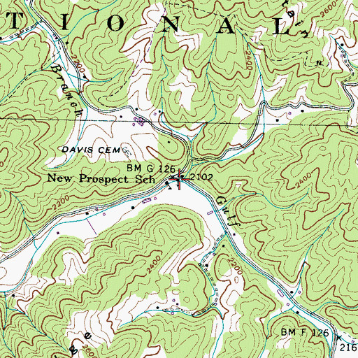 Topographic Map of New Prospect Baptist Church, TN