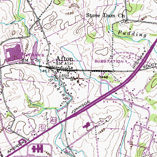 Topographic Map of Afton United Methodist Church, TN
