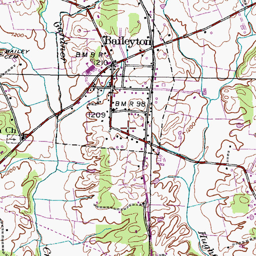 Topographic Map of Baileyton United Methodist Church, TN