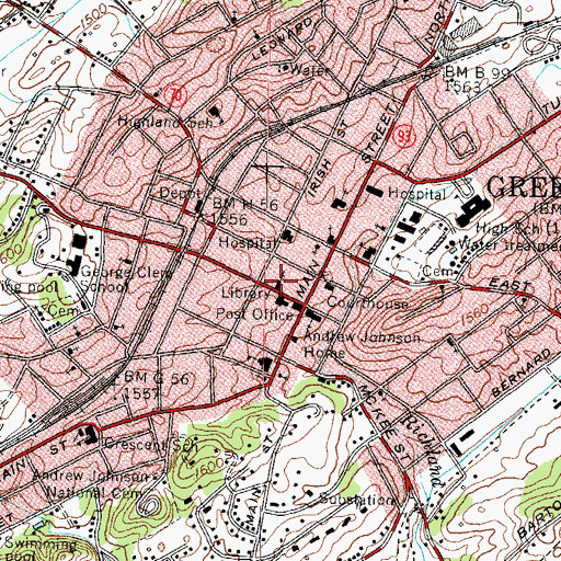 Topographic Map of Central Christian Church, TN