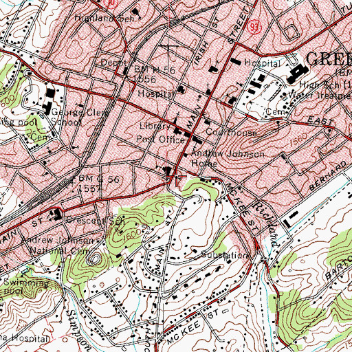 Topographic Map of Christ United Methodist Church, TN