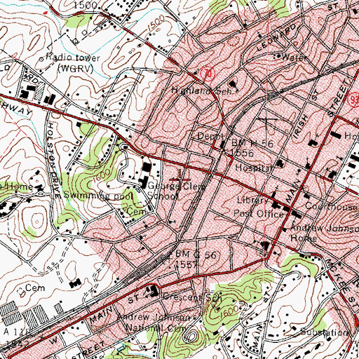 Topographic Map of Friendship Baptist Church, TN