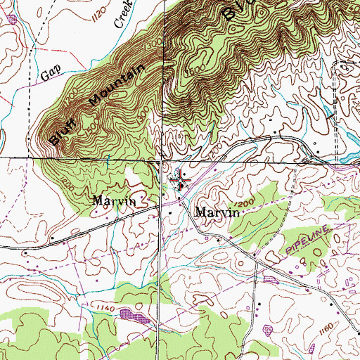 Topographic Map of Marvin United Methodist Church, TN