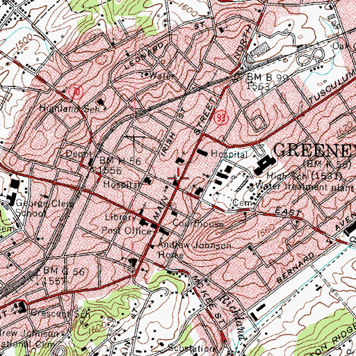 Topographic Map of New Bethel Cumberland Presbyterian Church, TN