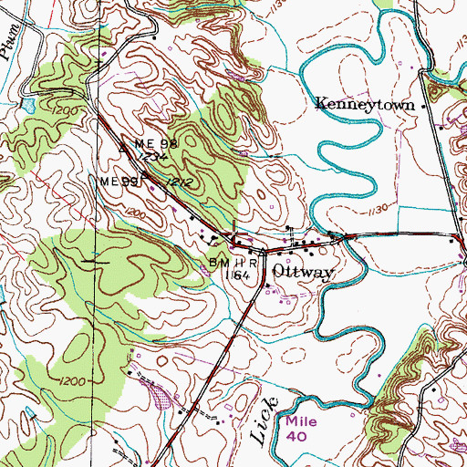 Topographic Map of Ottway United Methodist Church, TN