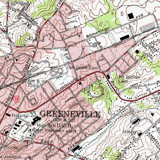 Topographic Map of Trinity United Methodist Church, TN