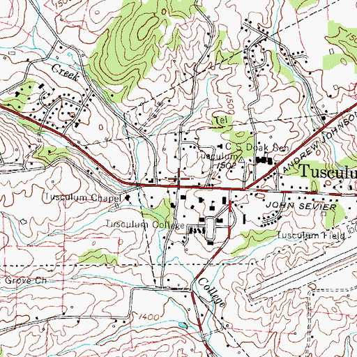 Topographic Map of Tusculum Baptist Church, TN