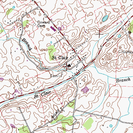 Topographic Map of Saint Clair United Methodist Church, TN