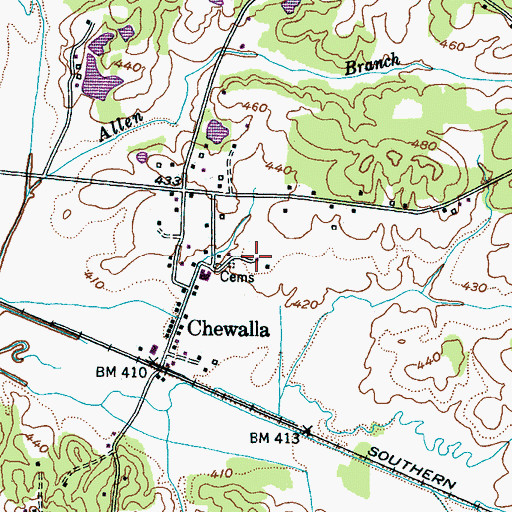 Topographic Map of Chewalla School (historical), TN