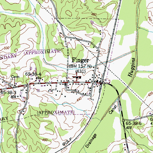 Topographic Map of Finger School (historical), TN