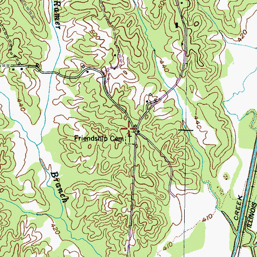 Topographic Map of Friendship Baptist Church, TN