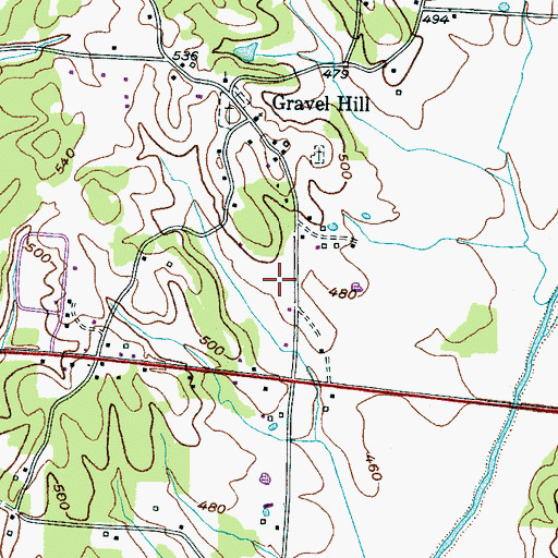 Topographic Map of Gravel Hill School (historical), TN