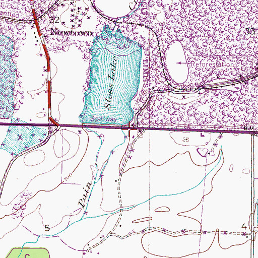 Topographic Map of Sloss Lake Dam, AL