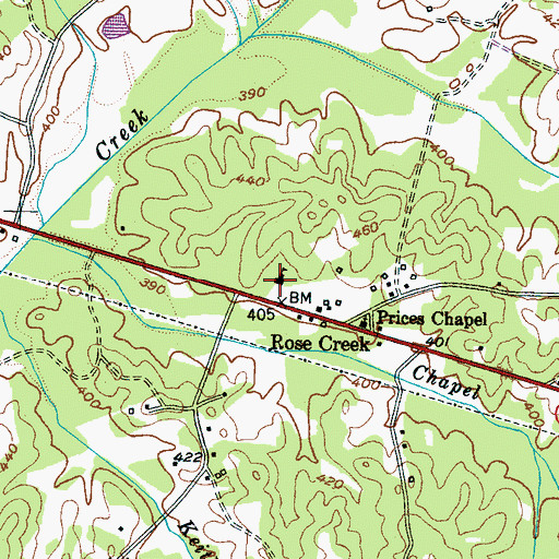 Topographic Map of Rose Creek School (historical), TN