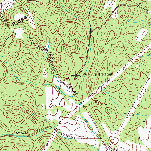 Topographic Map of Burketts Chapel Cemetery, TN