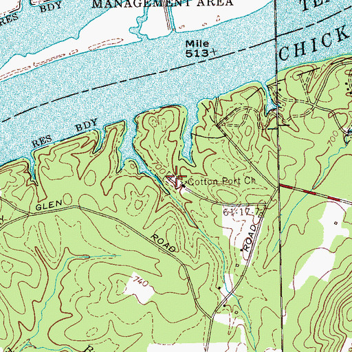 Topographic Map of Cotton Port Cemetery, TN