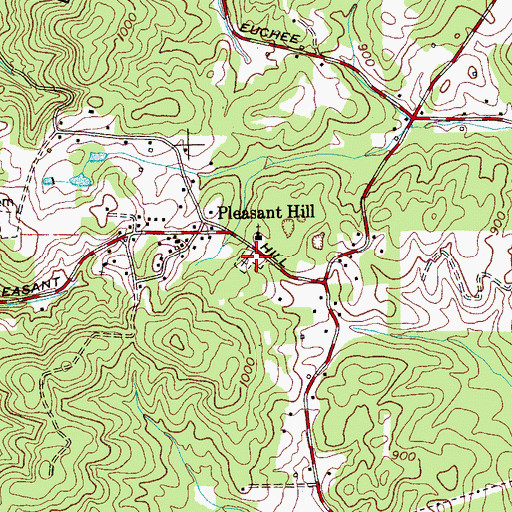 Topographic Map of Pleasant Hill Cemetery, TN