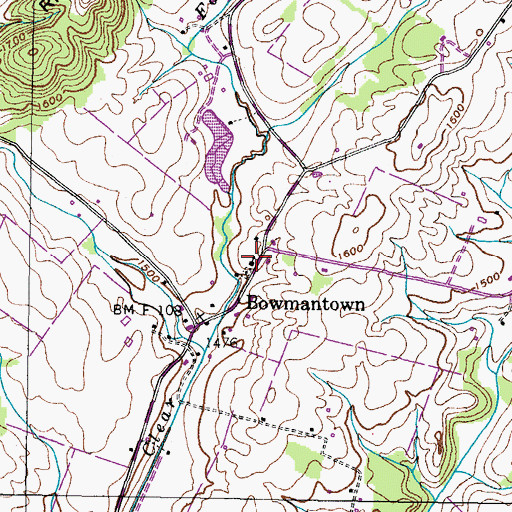 Topographic Map of Bowmantown Baptist Church, TN