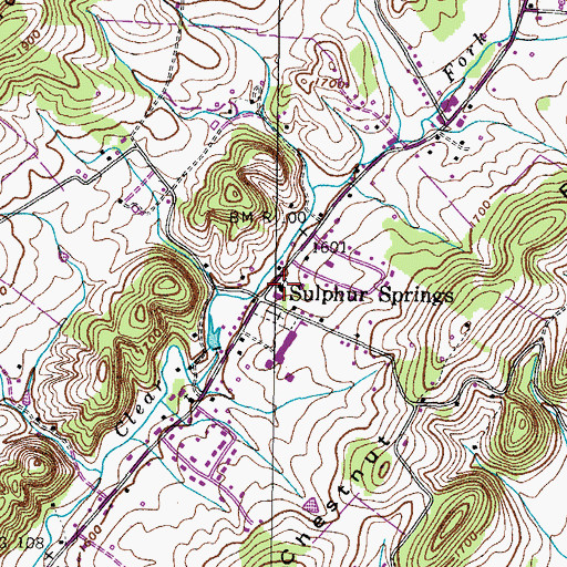 Topographic Map of Sulphur Springs Baptist Church, TN