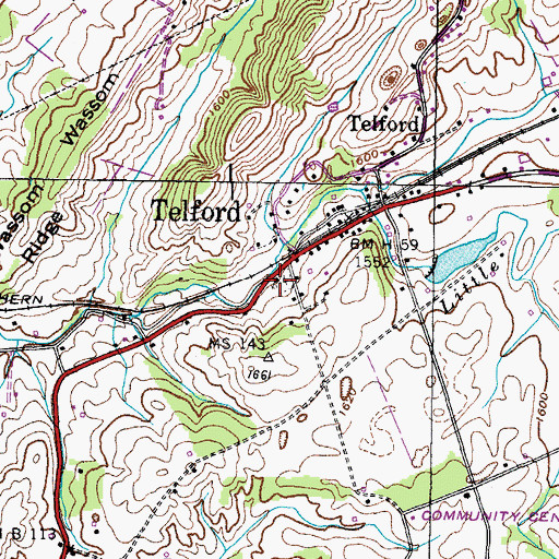 Topographic Map of Telford Baptist Church, TN