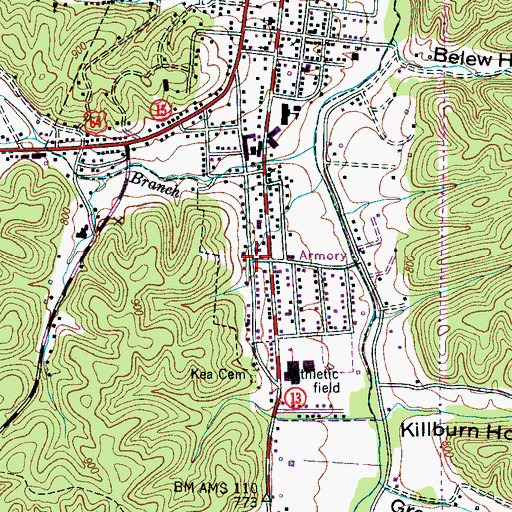 Topographic Map of Calvary Baptist Church, TN