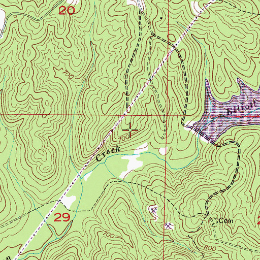 Topographic Map of Elliott Lake Dam, AL