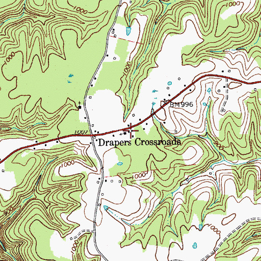 Topographic Map of Drapers School (historical), TN