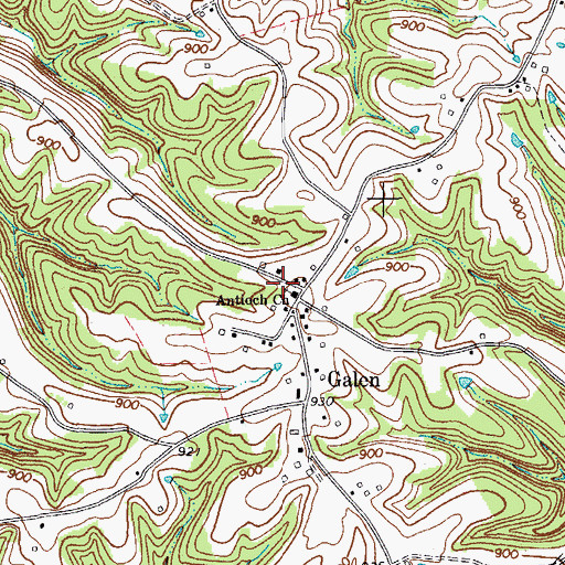 Topographic Map of Galen School (historical), TN