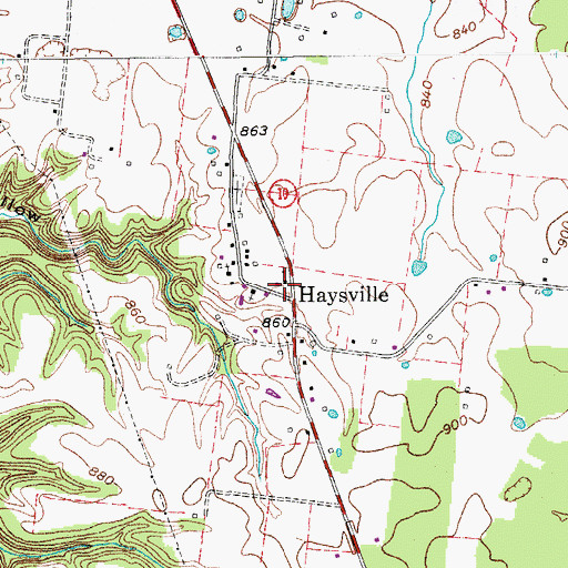 Topographic Map of Haysville School (historical), TN