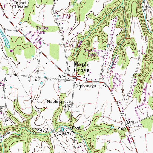 Topographic Map of Maple Grove School (historical), TN